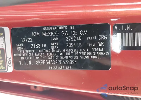 2023 Kia Forte Gt-Line from USA, damaged, VIN 3KPF54AD2PE578994